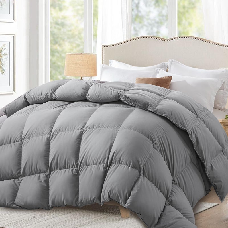 Globon Down Comforter Queen Size,All Season Duvet Insert Ultra-Soft Noiseless Shell,Mediumweight with 8 Corner Tabs, Greyâ€¦ - Image 1